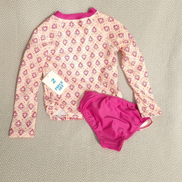 Aqua Et Sol Long Sleeve Rashguard 2 Piece Swimsuit UPF50 - Picture 3 of 8